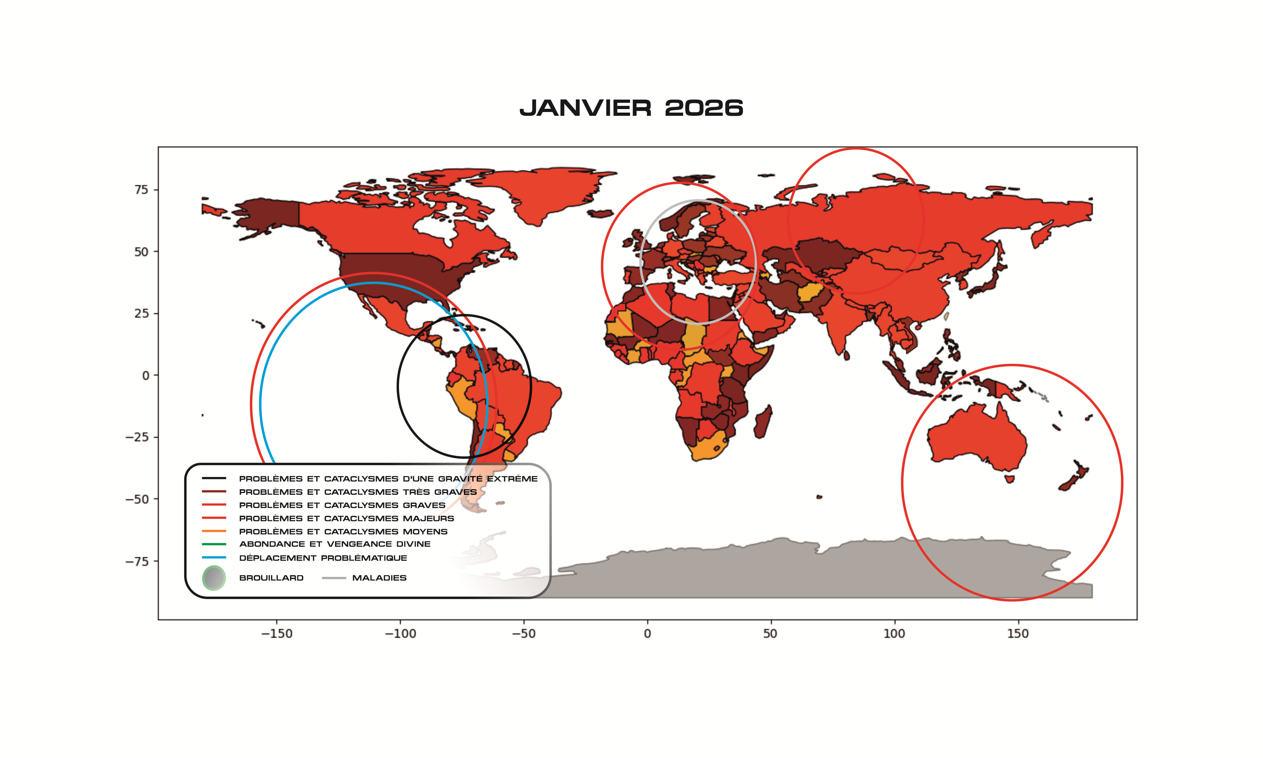 Carte du monde — Janvier 2026