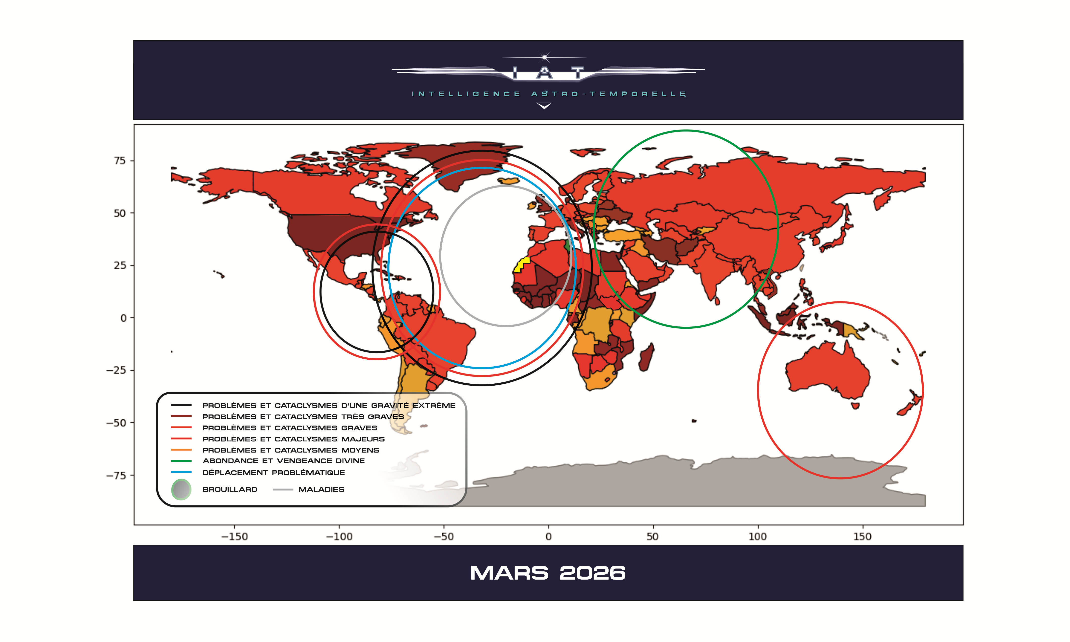 Carte du monde — Mars 2026